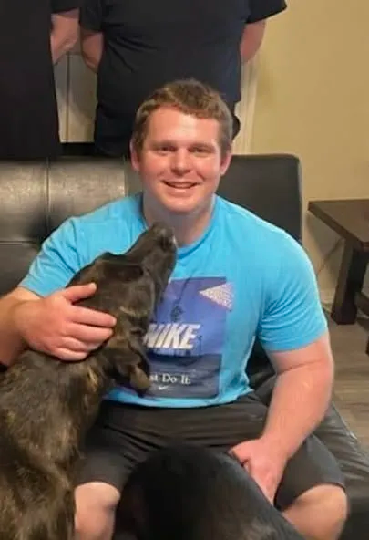 Kevin Loveless, portrait with dog